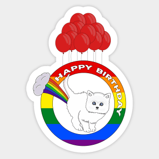 Happy Birthday - Funny Cat Fart Rainbow Sticker